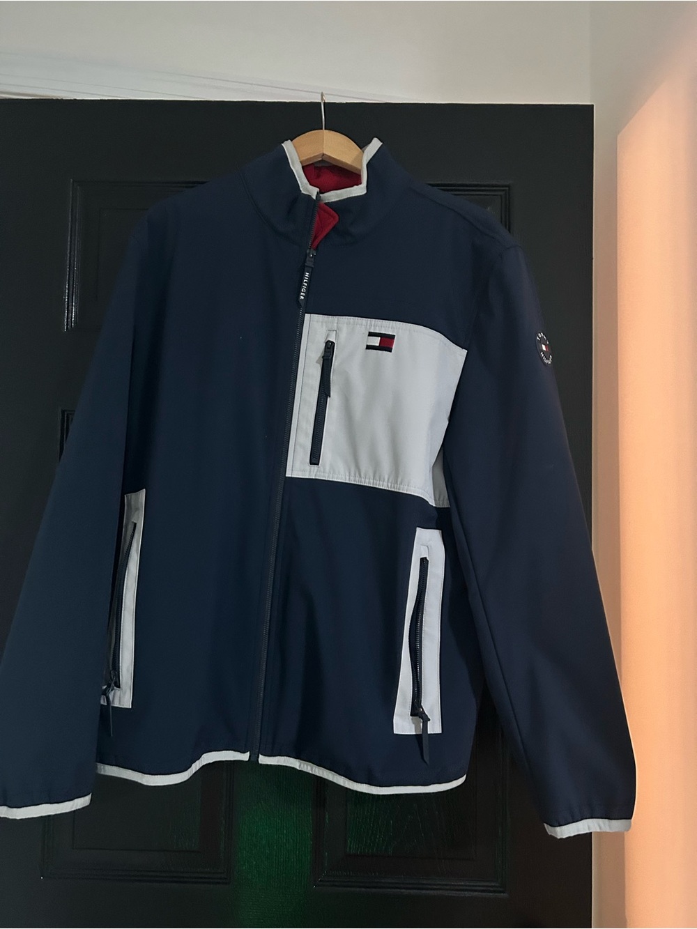 Tommy Hilfiger Navy, White and Red Windbreaker Jacket